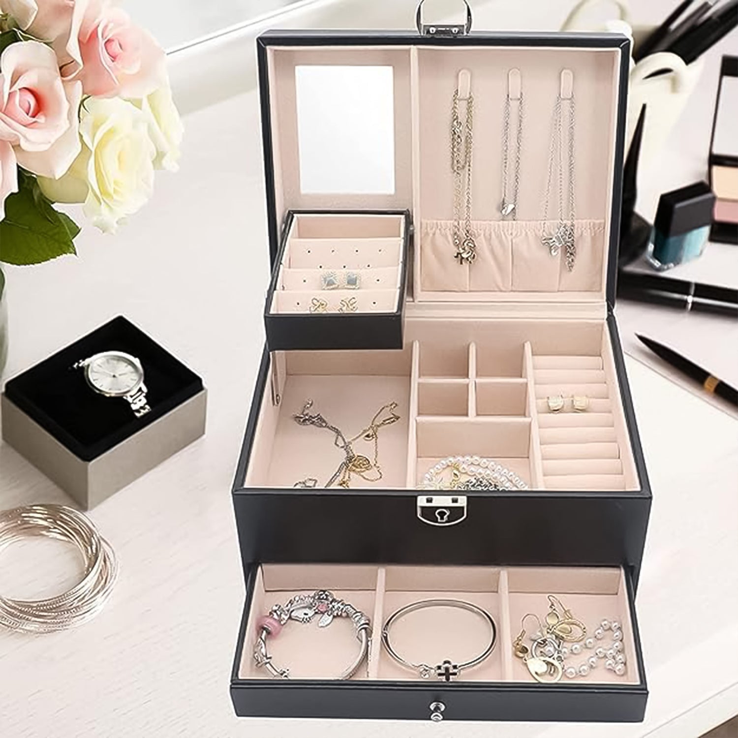 Multi-Layer Jewellery Organizer Box - (1 Pc) Multi-Layer Jewellery Organizer Box - (1 Pc)